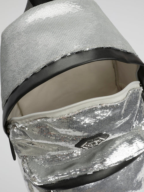 Silver Sequin Luxe Backpack