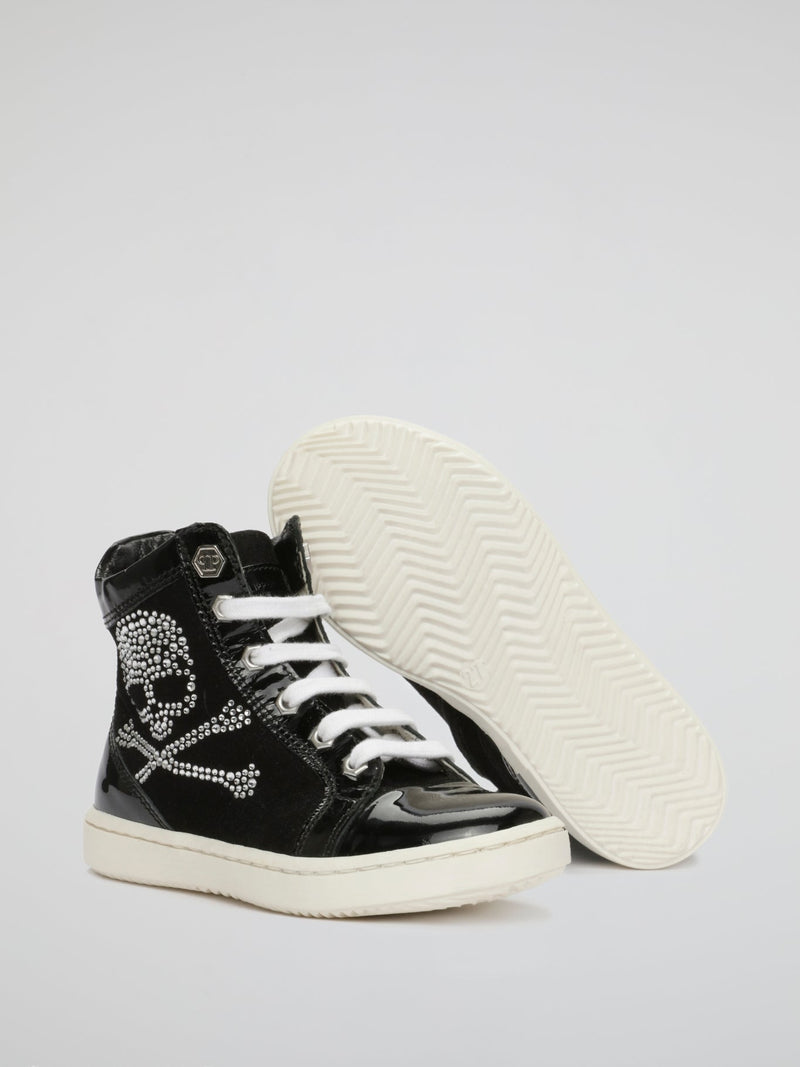 Black Skull High Top Sneakers (Kids)