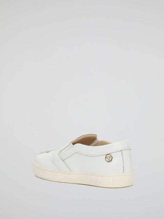 Plein Patch White Slip-On Sneakers (Kids)