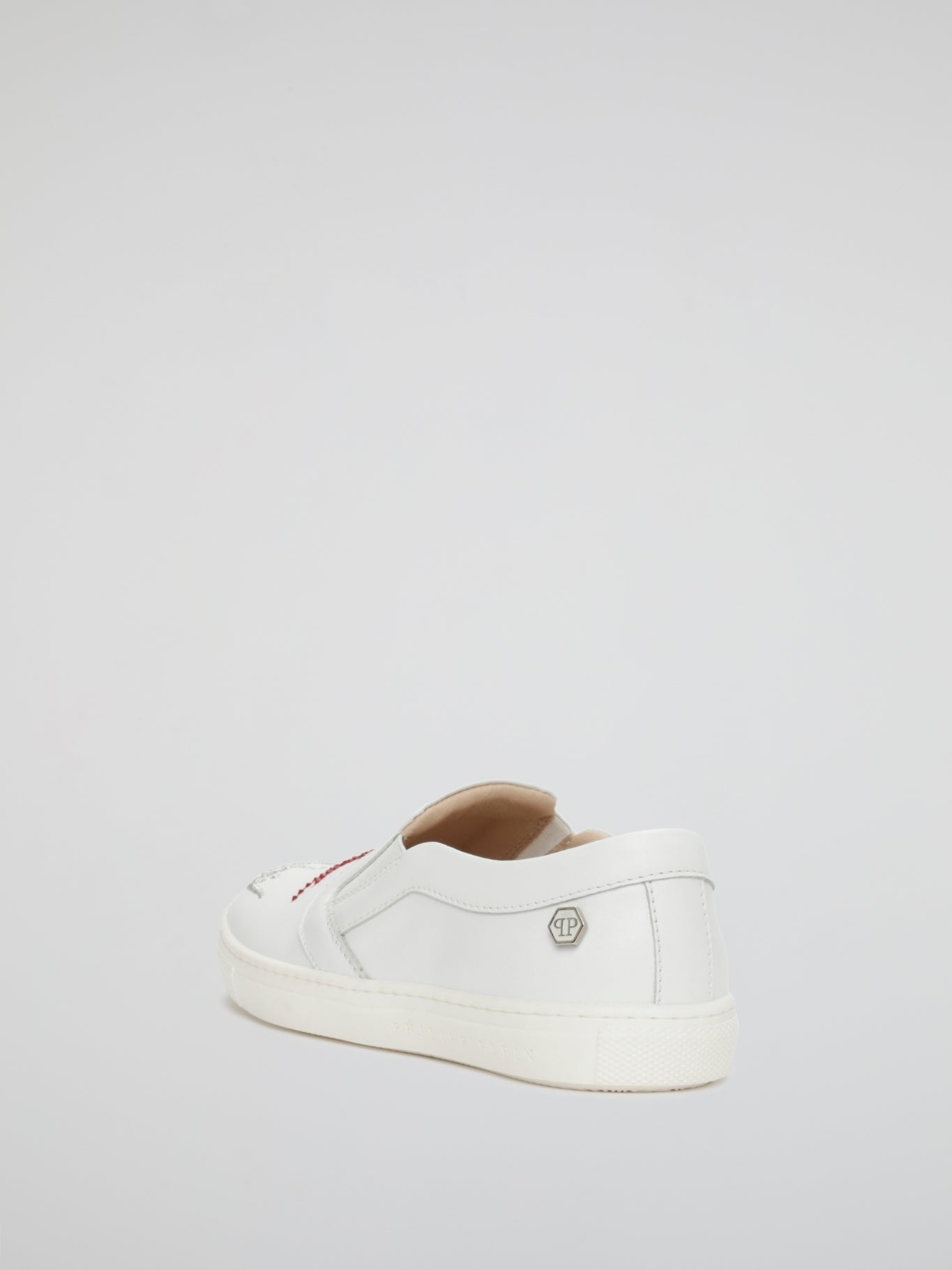 White Plein Wow Slip On Sneakers (Kids)