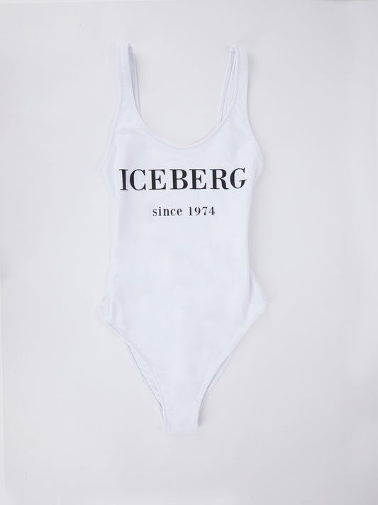 White One-Piece Logo Swimsuit