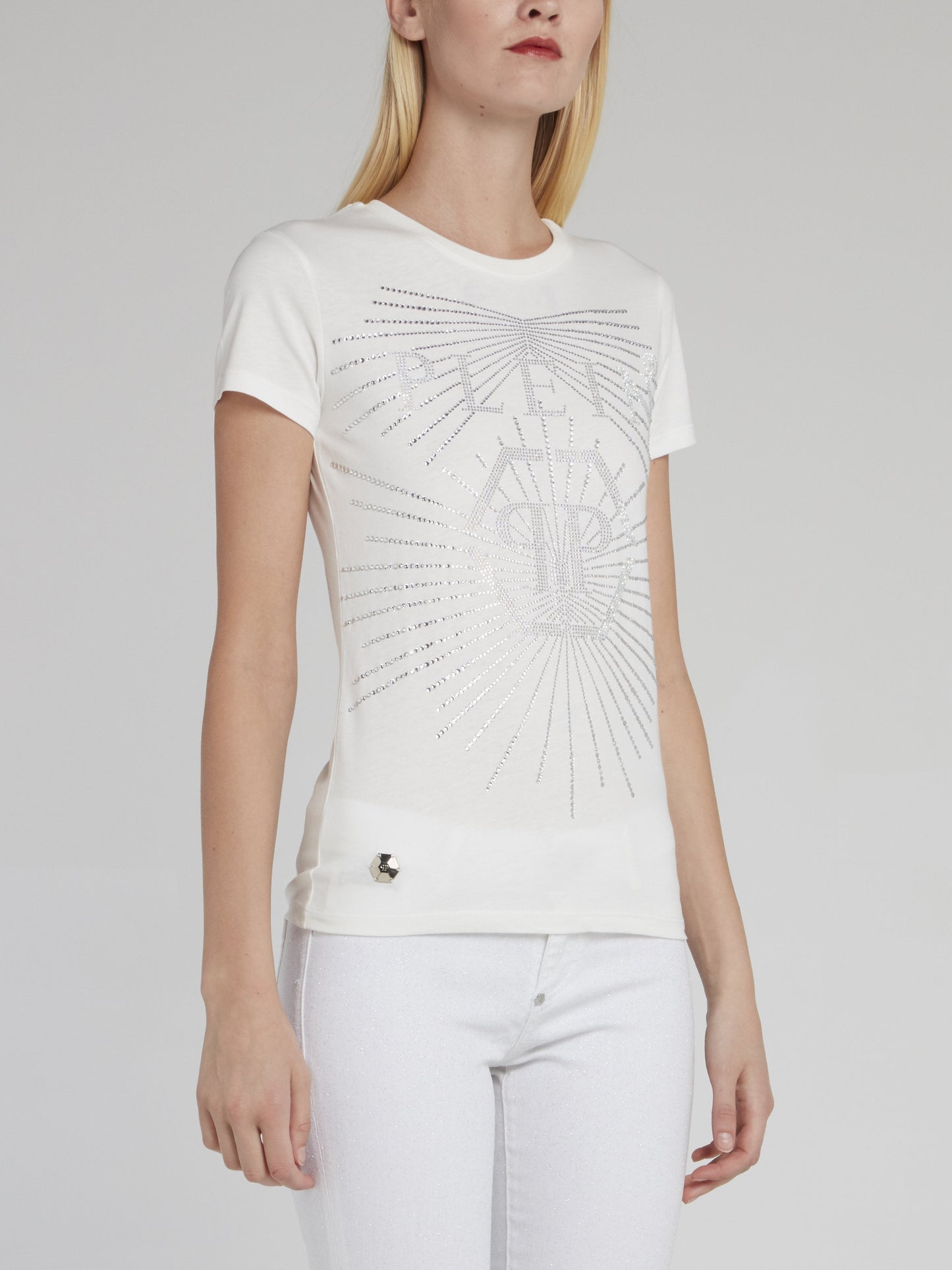 White Studded Monogram T-Shirt